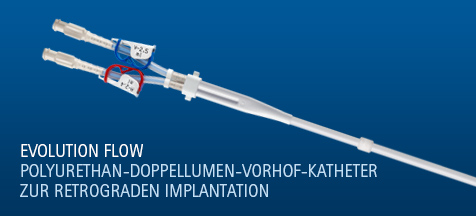 Polyurethan-Doppellumen-Vorhof-Katheter zur retrograden Implanation (R-PU-IDL-K-I-S)